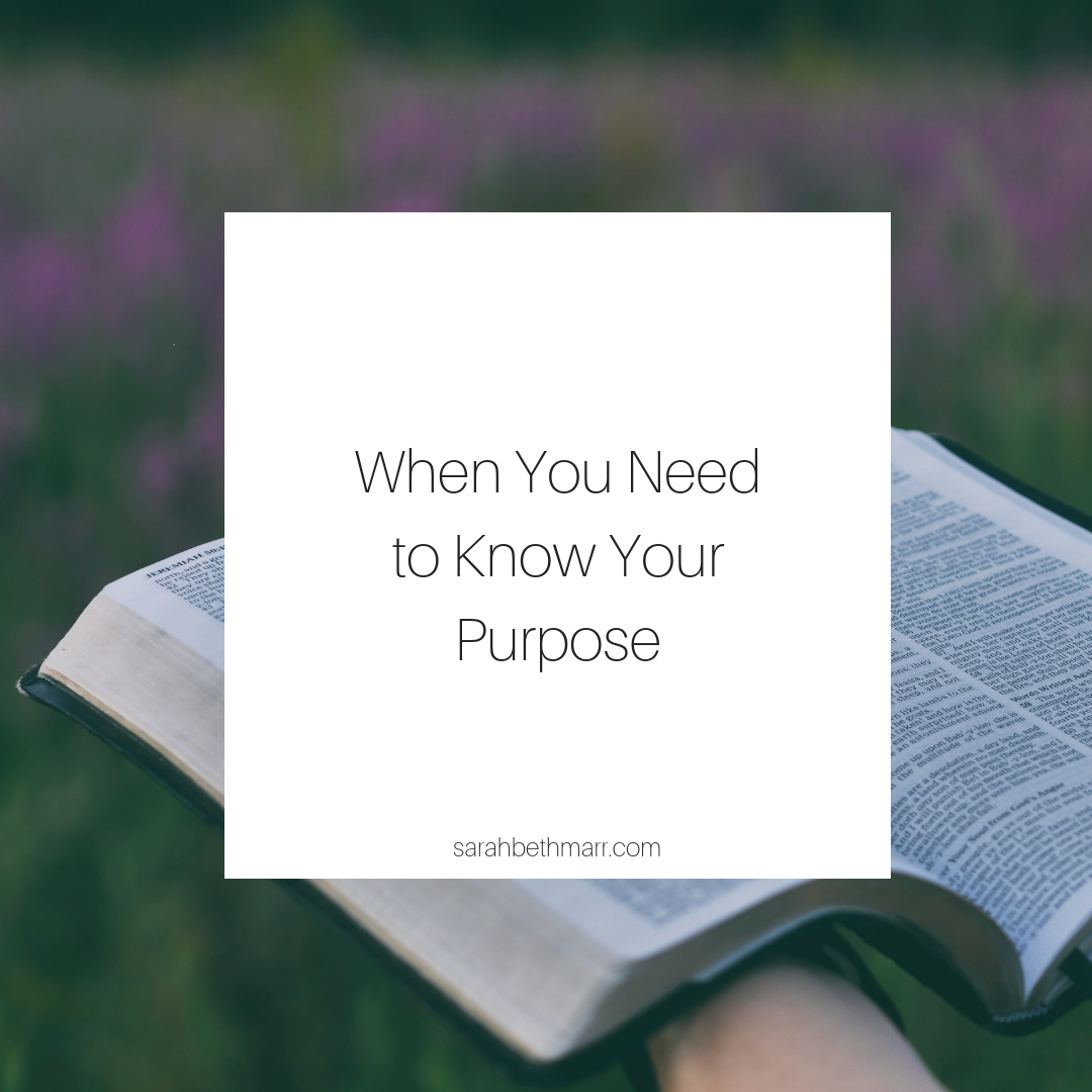 WHEN YOU NEED TO KNOW YOUR PURPOSE